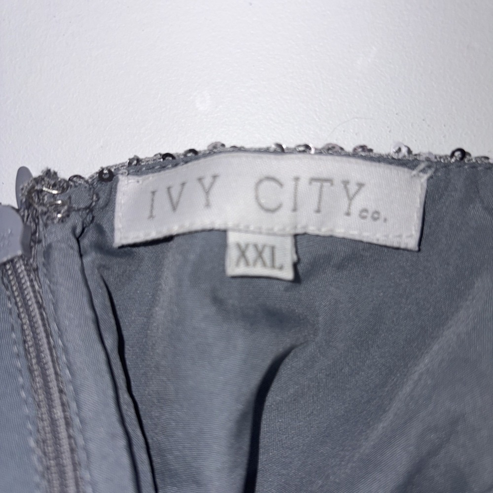 Ivy City Co Clara Midi Dress in Gunmetal Sequins 2XL Swifty Party Whimsi Fairy - Picture 5 of 7